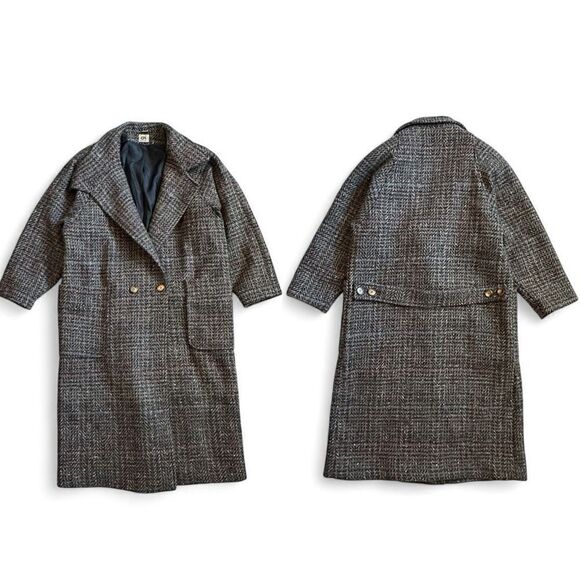 Vintage CPi Long Wool Tweed Coat 14 Classic Timeless  Academia City Warm Busines - Picture 1 of 10
